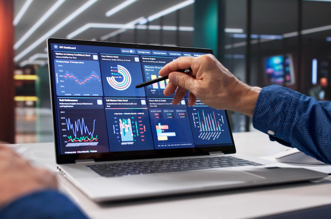 Business intelligence dashboard showing operational KPIs and analytics