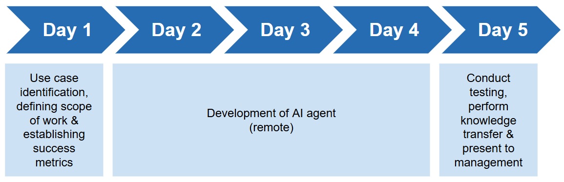 Five-day AI agent proof-of-concept plan from use-case scoping through development, testing and knowledge transfer